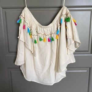 Cream off the shoulder blouse